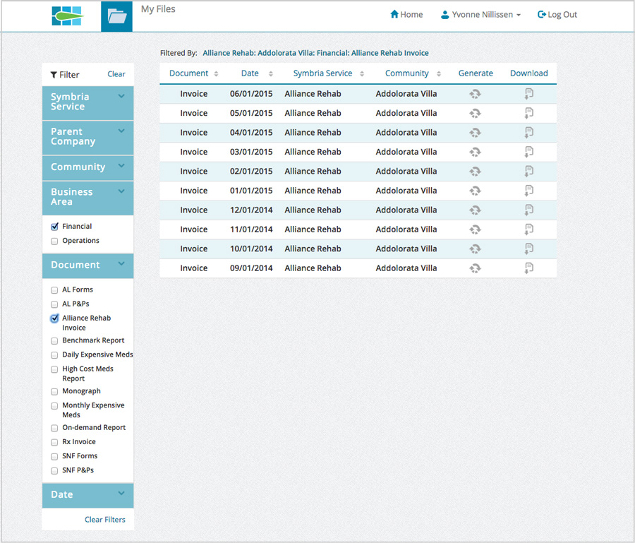 myFiles application with global styles applied