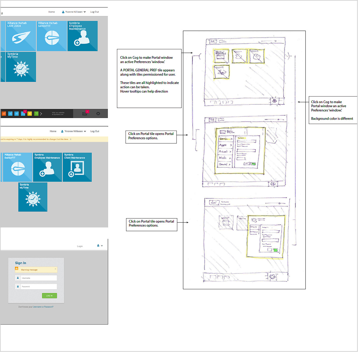 high fidelity prototype global warnings, preferences state and settings