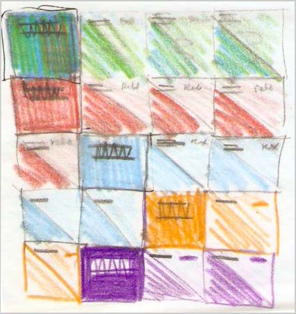 sketch of tiles arranged by business line