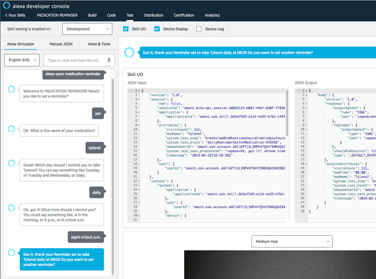 Amazon Developer portal where script was imported from Invocable and first tested by team.