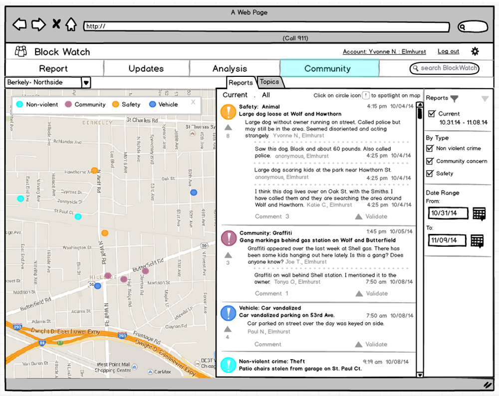 reports wireframe